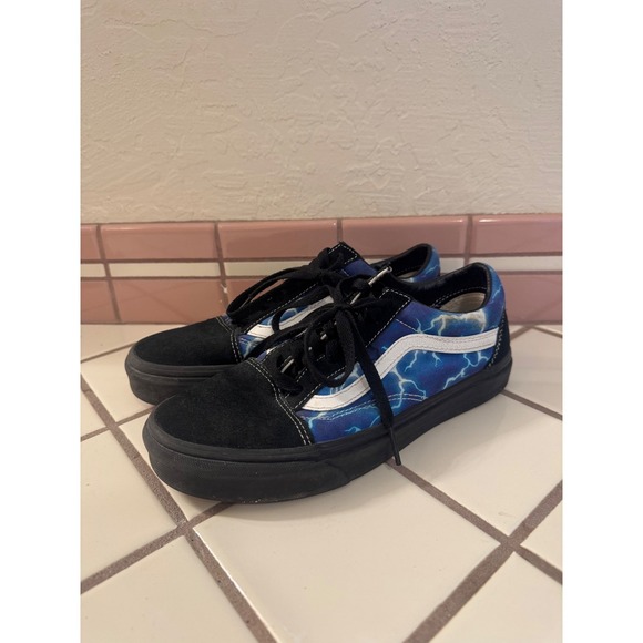 Vans Old Skool Lightning Bolt Blue Black Sneakers Men's 7 Women's 8.5 - Picture 1 of 7